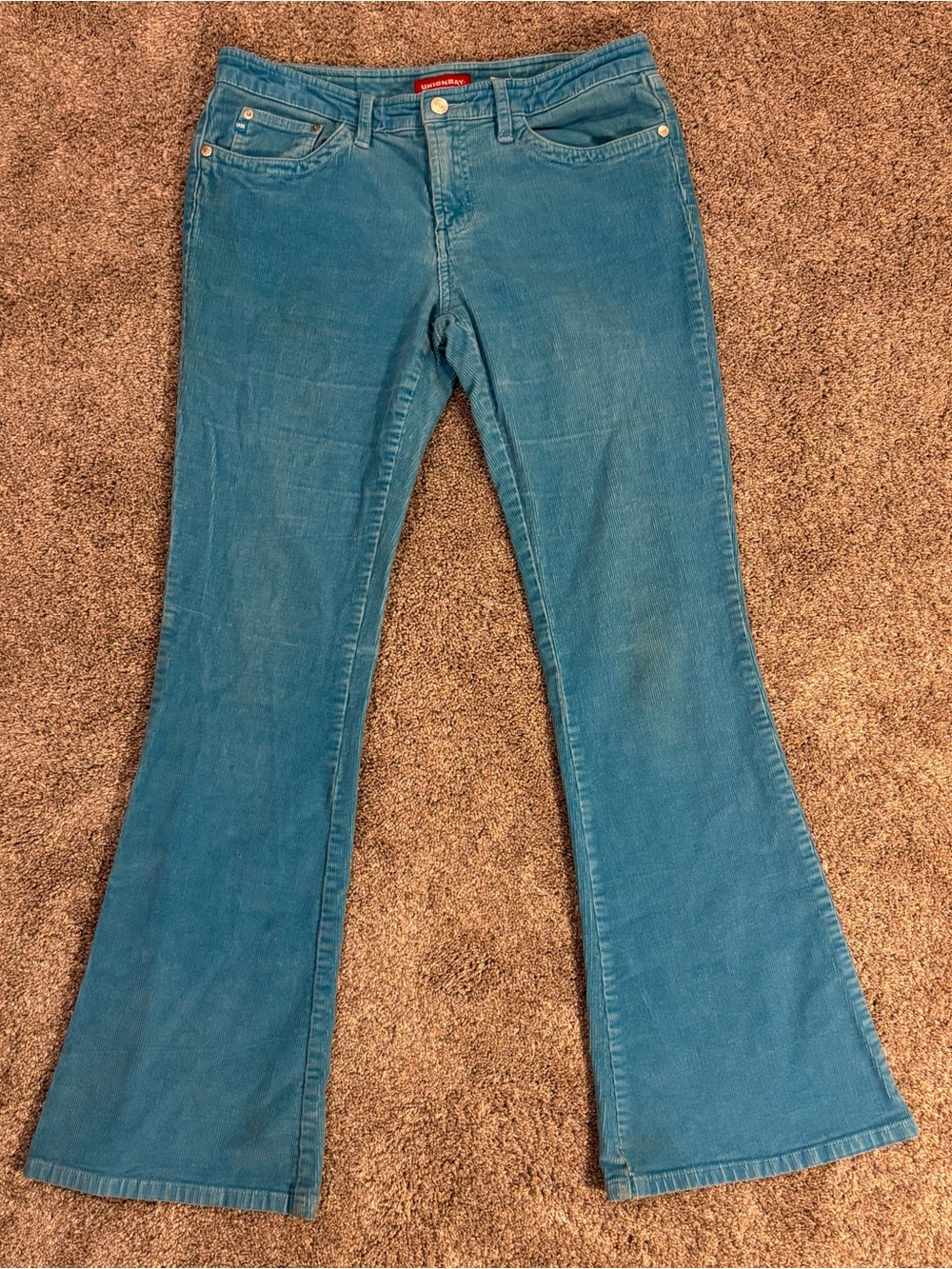 Vintage Unionbay Y2K Women’s Blue Corduroy Flared Bootcut Pants Low Rise Size 11
